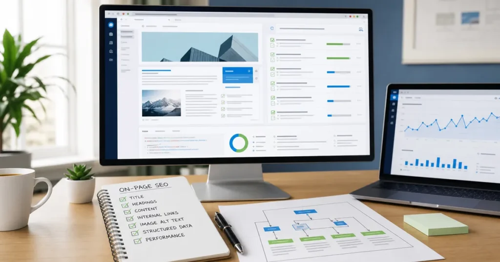 SEO on page con checklist de títulos, encabezados, contenido, enlaces e imágenes