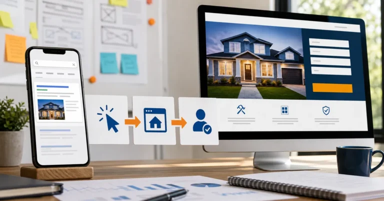 Recorrido desde un anuncio de búsqueda hasta una landing page y un prospecto